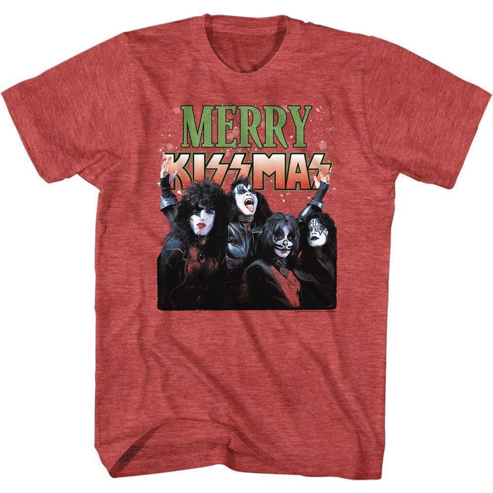 Kiss Merry Kissmas Red Heather Adult T Shirt